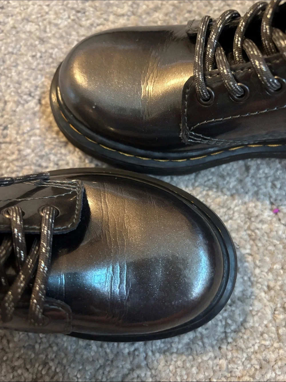 Kids Dr. Martins little kid size 13 Metallic Gray Lace-Up Combat Boots